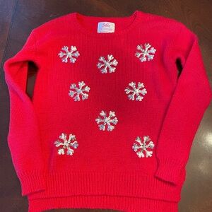 Justice Girls red sequin snowflake sweater size 12